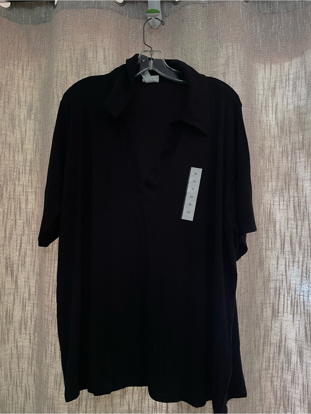 Ava & Viv Black Short-Sleeve Polo V-Neck